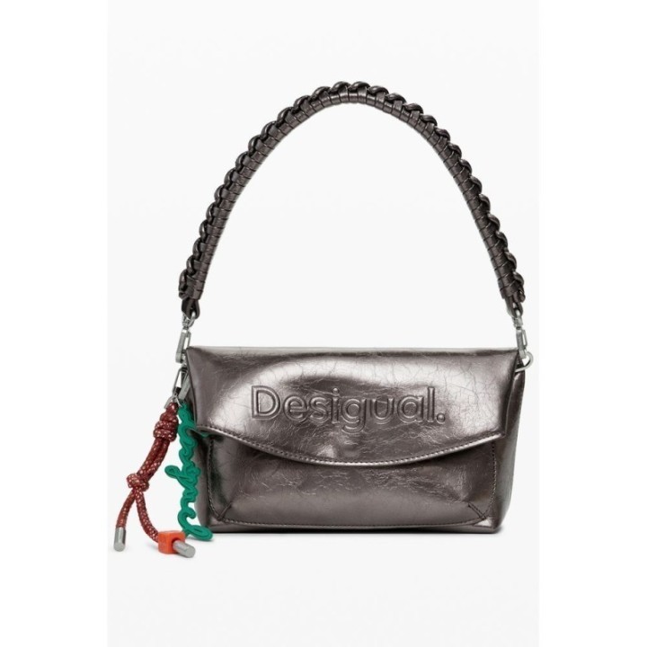bolso de hombro bronce metalizado de polietileno para mujer Desigual vista frontal