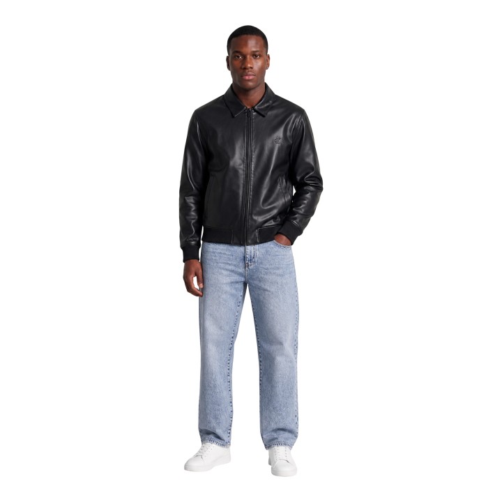 Calvin Klein Jeans chaqueta de hombre negra de piel vista frontal
