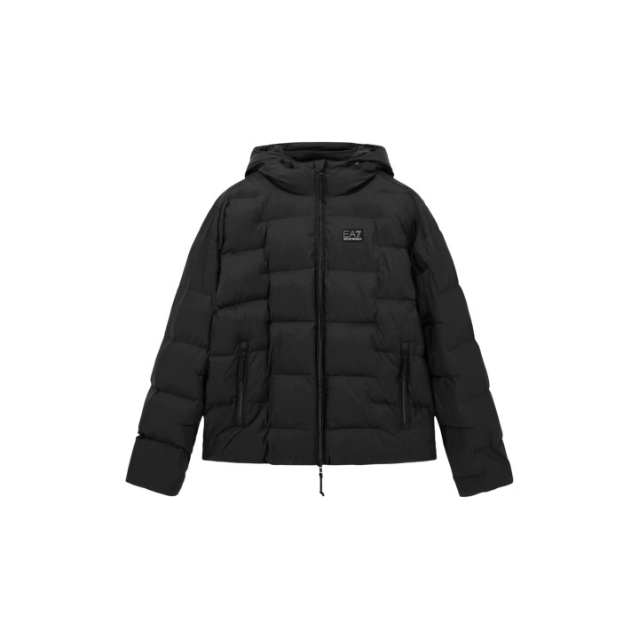 Chaqueta EA7 para hombre negra acolchada vista frontal