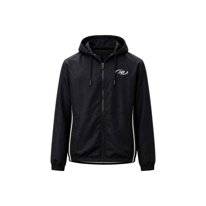 Chaqueta New Balance MJ62Y8SJBK negra para hombre vista frontal del producto