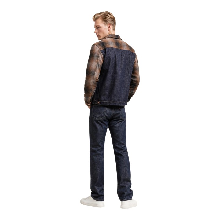 Chaqueta Replay de hombre en denim de algodón reciclado azul oscuro vista posterior