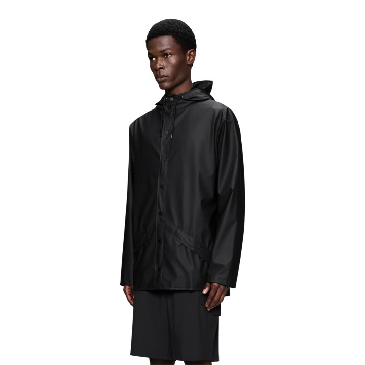 Chaqueta Rains Jacket W3 unisex 12010 negra vista tres cuartos