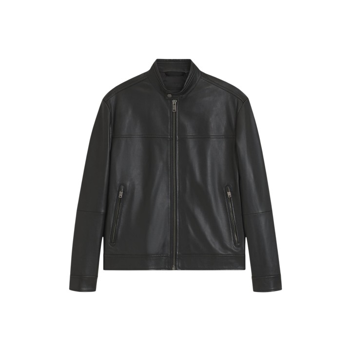 Boss chaqueta de hombre negra de piel vista frontal