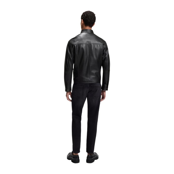 Boss chaqueta de hombre negra de piel vista posterior