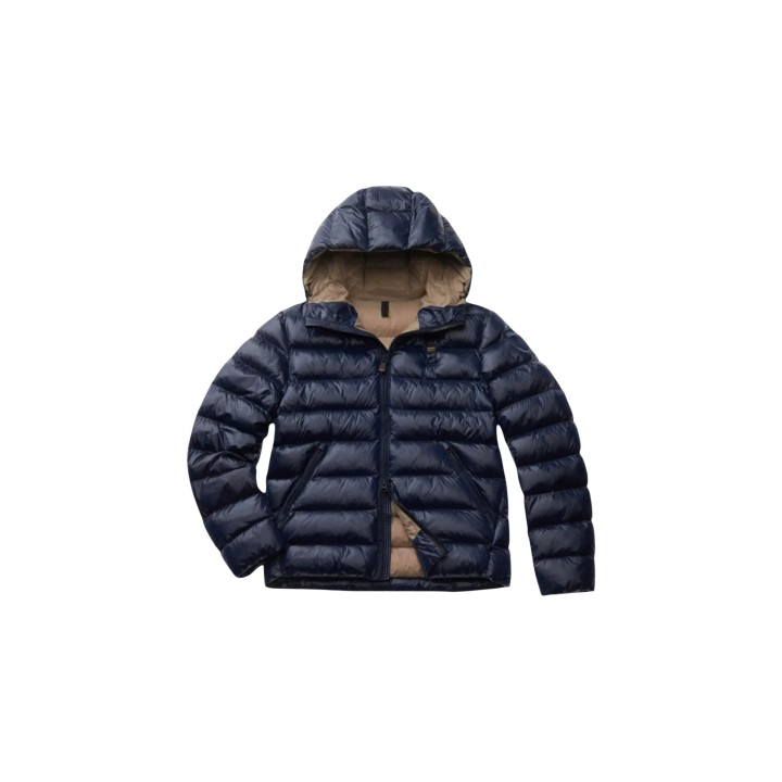 Chaqueta Blauer. Adams azul para hombre con capucha vista frontal