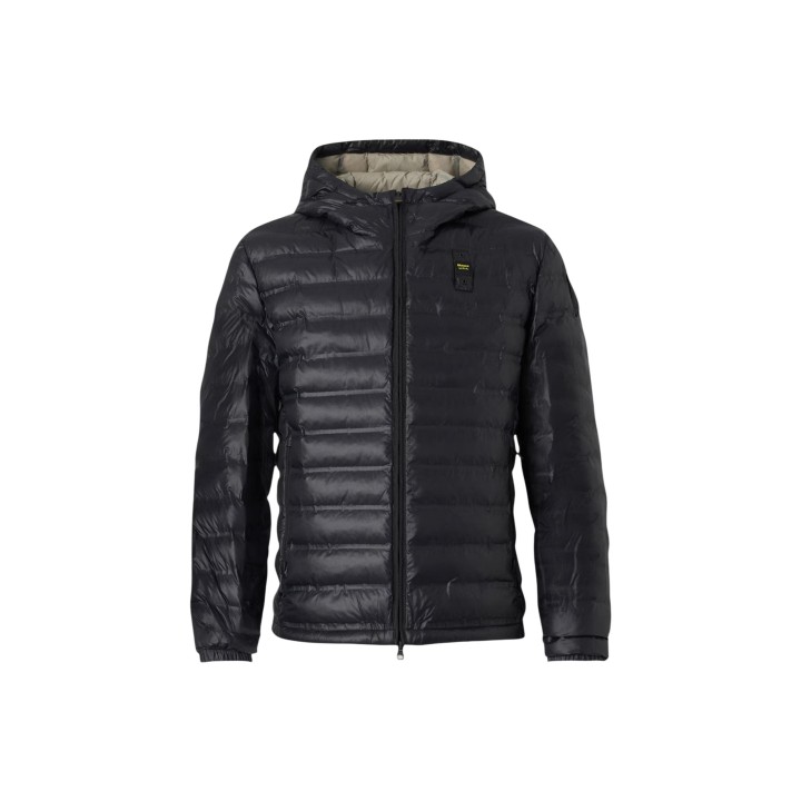 Blauer. chaqueta acolchada de hombre negra y beige Charles vista frontal