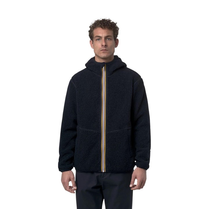 Kway chaqueta sherpa polar doble azul para hombre vista frontal
