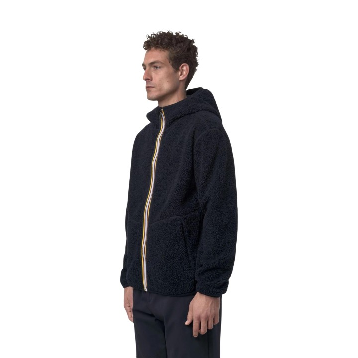 Kway chaqueta sherpa polar doble azul para hombre vista de tres cuartos