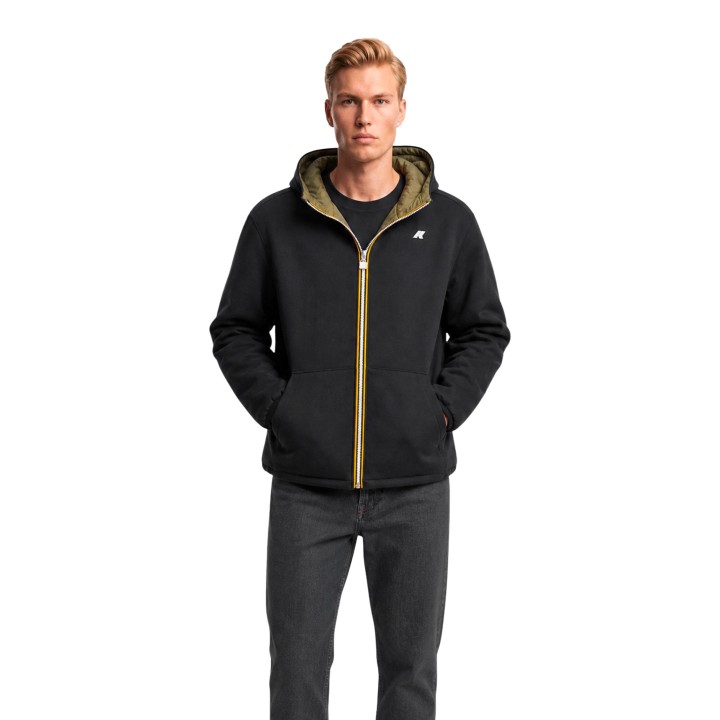 Kway chaqueta de hombre negra de nylon vista frontal con capucha