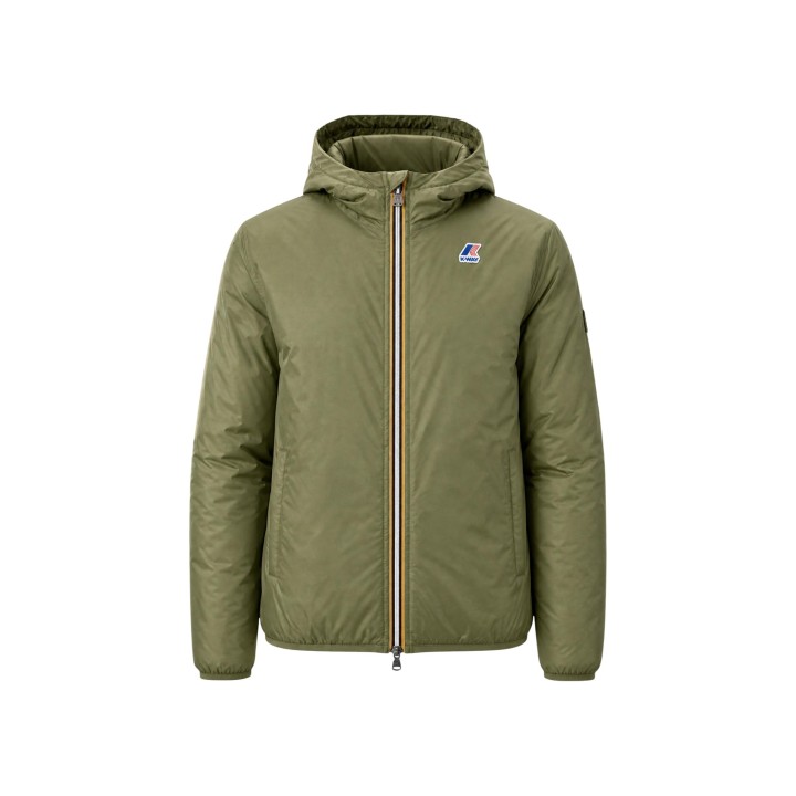 Kway chaqueta de hombre verde de nylon vista frontal con capucha