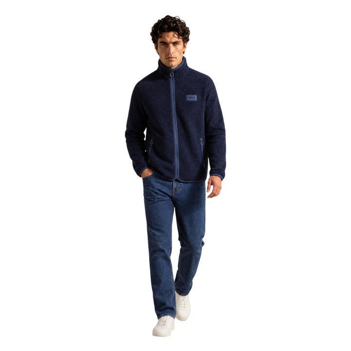 Barbour chaqueta reversible de hombre azul de fleece vista frontal