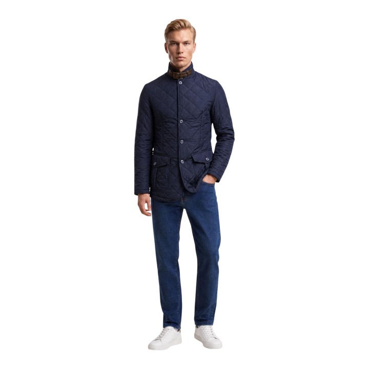 Barbour chaqueta acolchada azul de hombre Quilted Lutz vista frontal completa