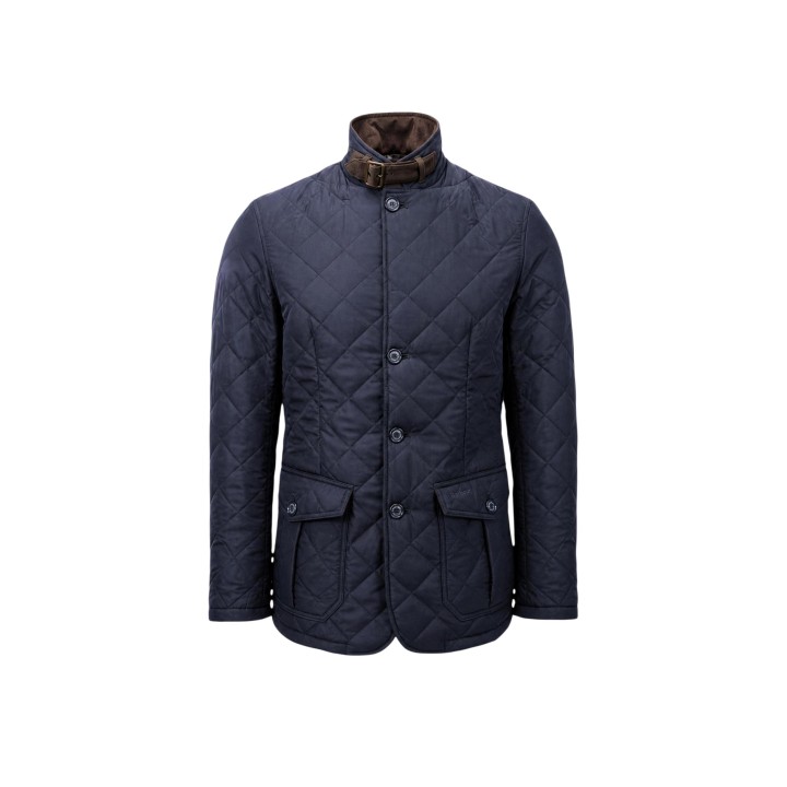 Barbour chaqueta acolchada azul de hombre Quilted Lutz vista frontal