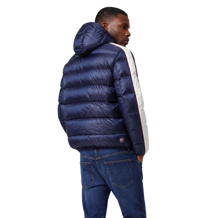 Colmar Originals chaqueta acolchada azul para hombre con capucha vista posterior
