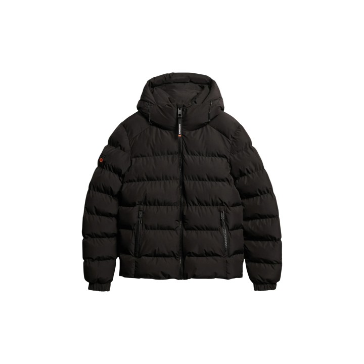 Superdry chaqueta acolchada con capucha para hombre negra SDM5011905A vista frontal