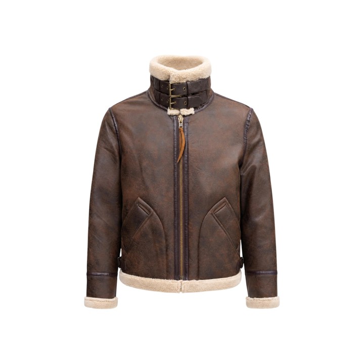 YOS chaqueta de hombre marrón oscuro efecto piel vista frontal