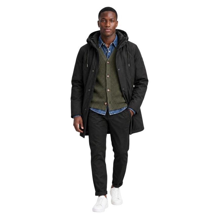 YOS parka negra de hombre JOSH 26FWHM-66 vista tres cuartos