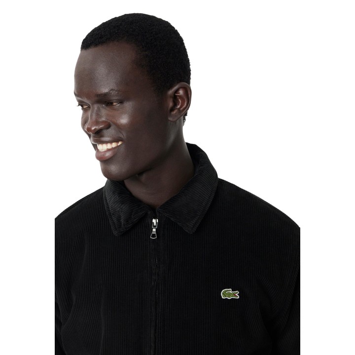 Chaqueta Lacoste de hombre negra de pana BH2994 vista lateral en detalle