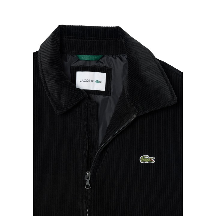 Detalle de chaqueta Lacoste de hombre negra de pana BH2994