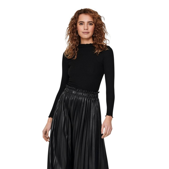 Only jersey de cuello alto para mujer negro 15180040 vista frontal