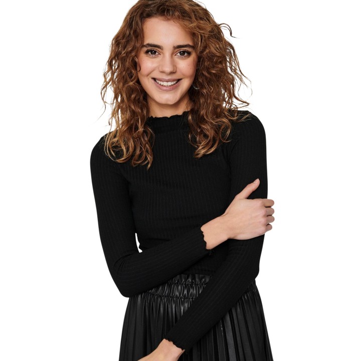 Only jersey negro de cuello alto para mujer 15180040 detalle frontal