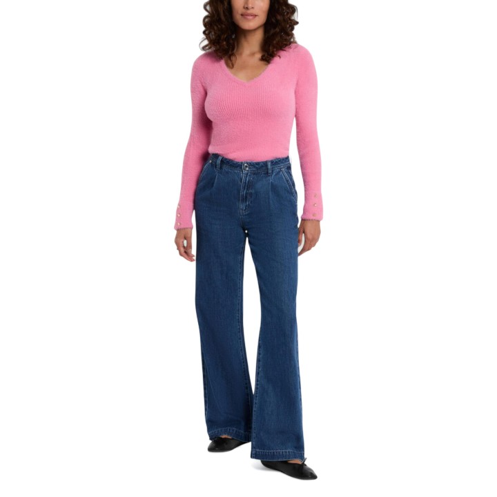 Jersey de mujer Morgan De Toi 212-MOOVE rosa vista de tres cuartos