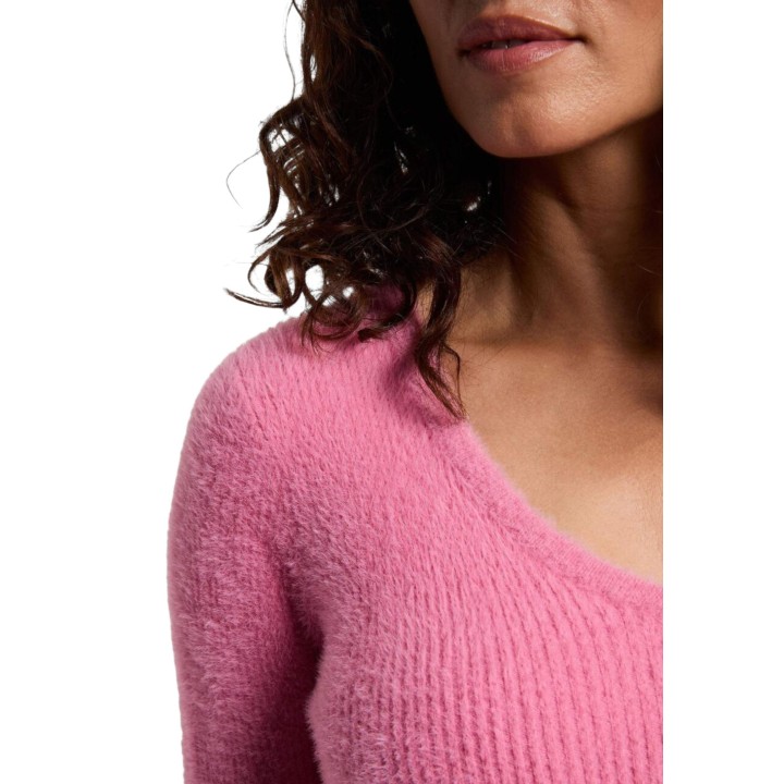 Jersey de mujer Morgan De Toi 212-MOOVE rosa detalle del tejido y escote