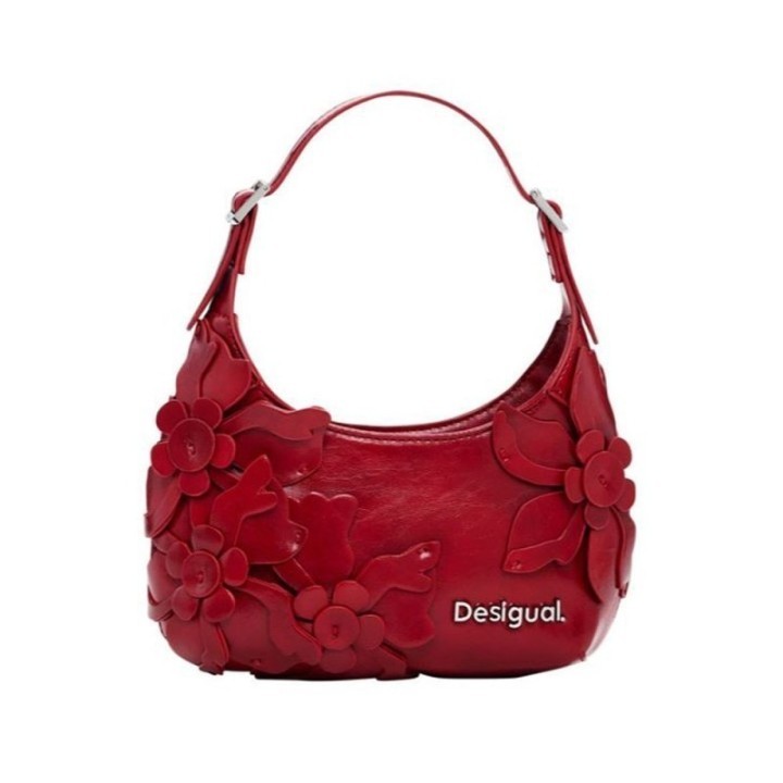 bolso de hombro rojo de polietileno para mujer Desigual vista frontal