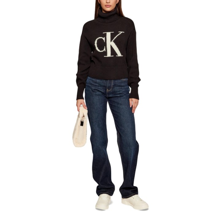 Jersey de punto negro Calvin Klein Jeans para mujer vista frontal completa