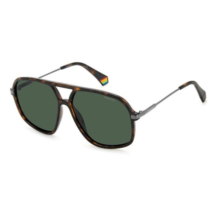 Gafas de sol polarizadas unisex Polaroid en havana con lentes verdes