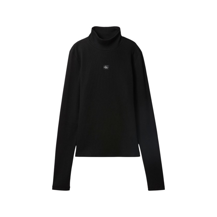 Jersey de mujer Calvin Klein Jeans negro con cuello alto vista frontal de la prenda