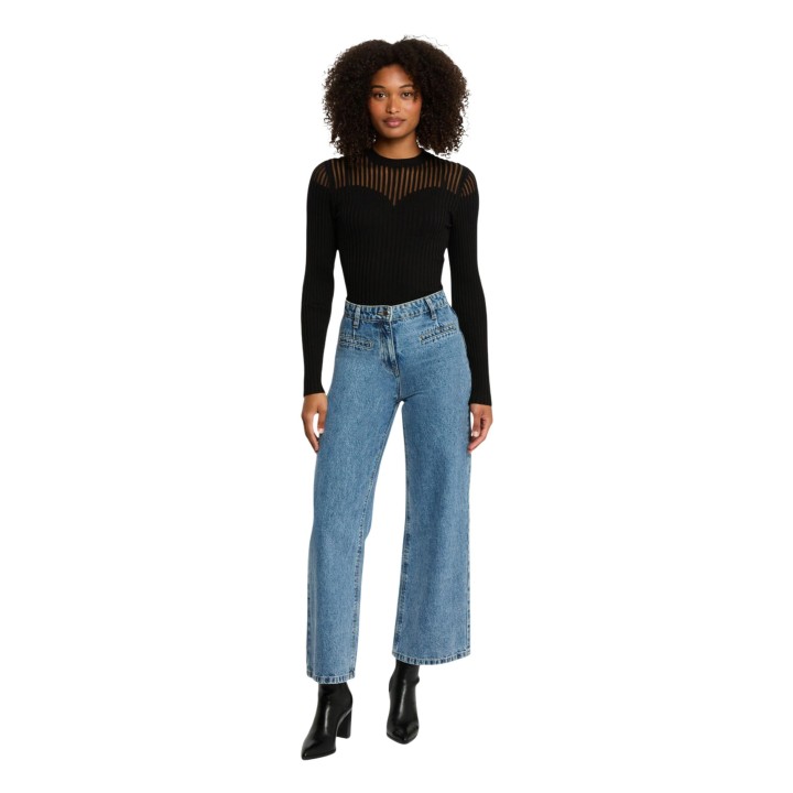 Jersey de mujer Morgan De Toi 252-MAMDO negro vista de tres cuartos