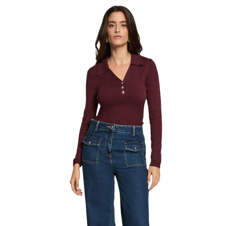 Jersey de mujer Morgan De Toi 252-MBANOU color ciruela vista frontal