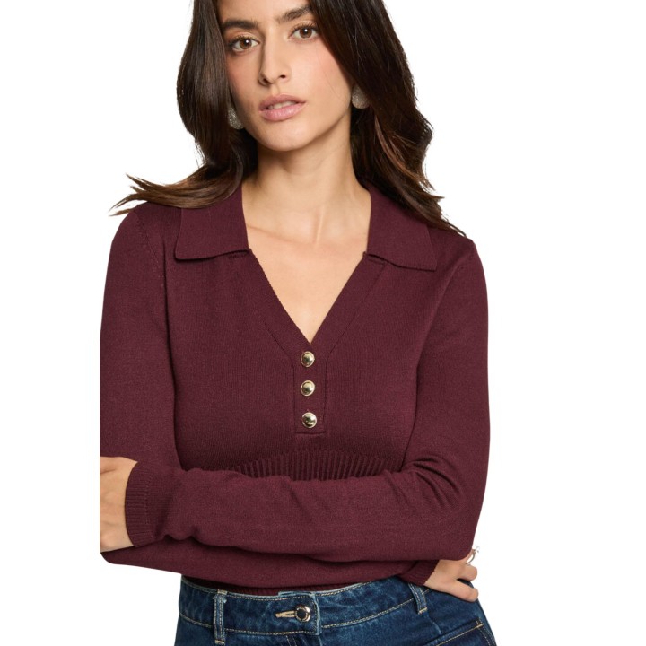 Jersey de mujer Morgan De Toi 252-MBANOU color ciruela vista posterior
