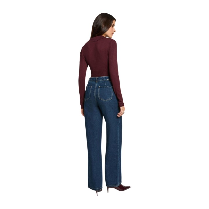 Jersey de mujer Morgan De Toi 252-MBANOU color ciruela vista de tres cuartos