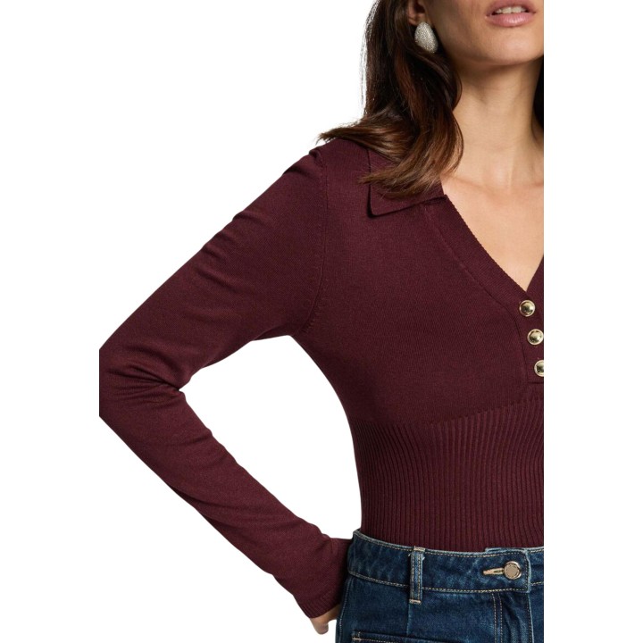 Jersey de mujer Morgan De Toi 252-MBANOU color ciruela vista frontal