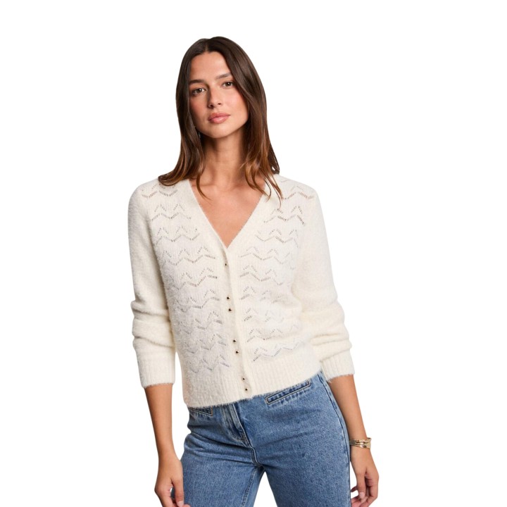Cárdigan de mujer Morgan De Toi 252-MLILY blanco de punto vista frontal
