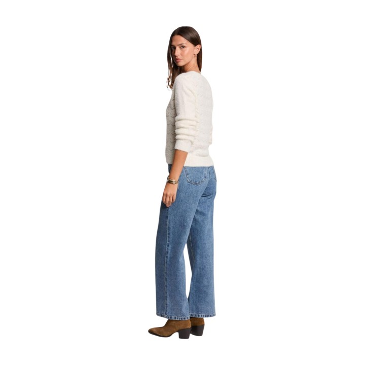 Cárdigan de mujer Morgan De Toi 252-MLILY blanco de punto vista lateral