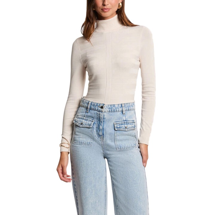 Morgan De Toi jersey de cuello alto para mujer color marfil vista frontal