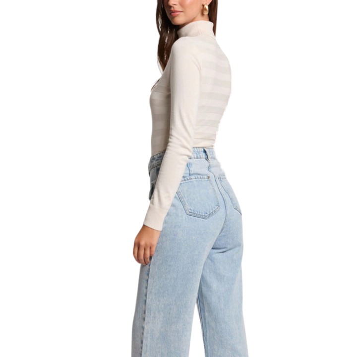 Morgan De Toi jersey de cuello alto para mujer color marfil vista lateral