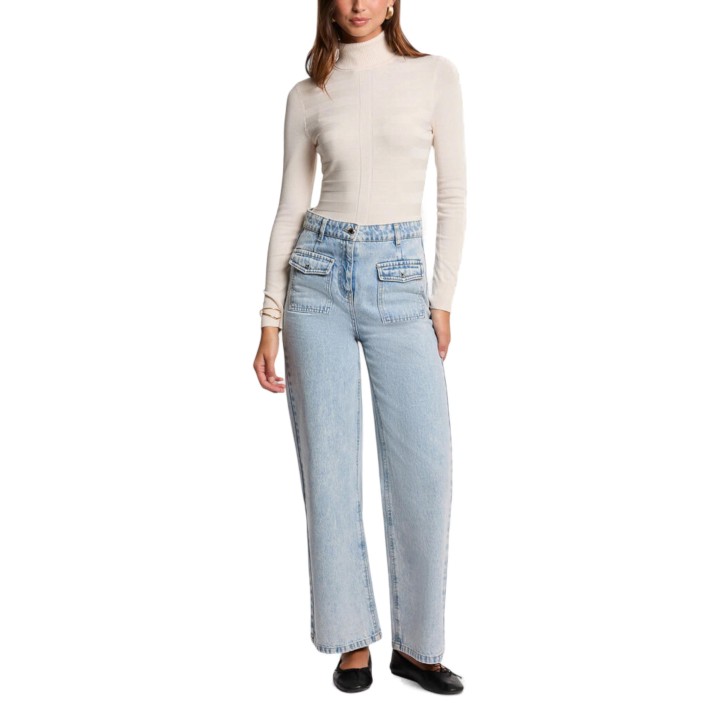 Morgan De Toi jersey de cuello alto para mujer color marfil vista frontal completa