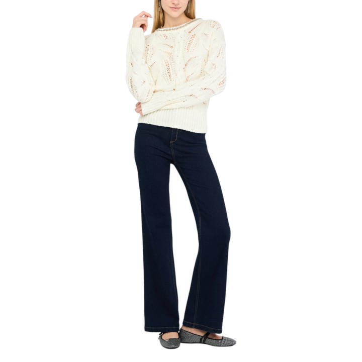 Liu-Jo jersey de mujer blanco MF5452 MA37R vista frontal de cuerpo entero