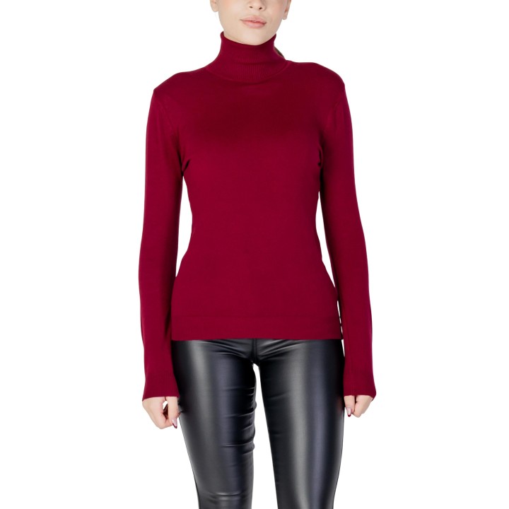 Jersey de cuello alto Choral D005 para mujer en color burdeos vista frontal