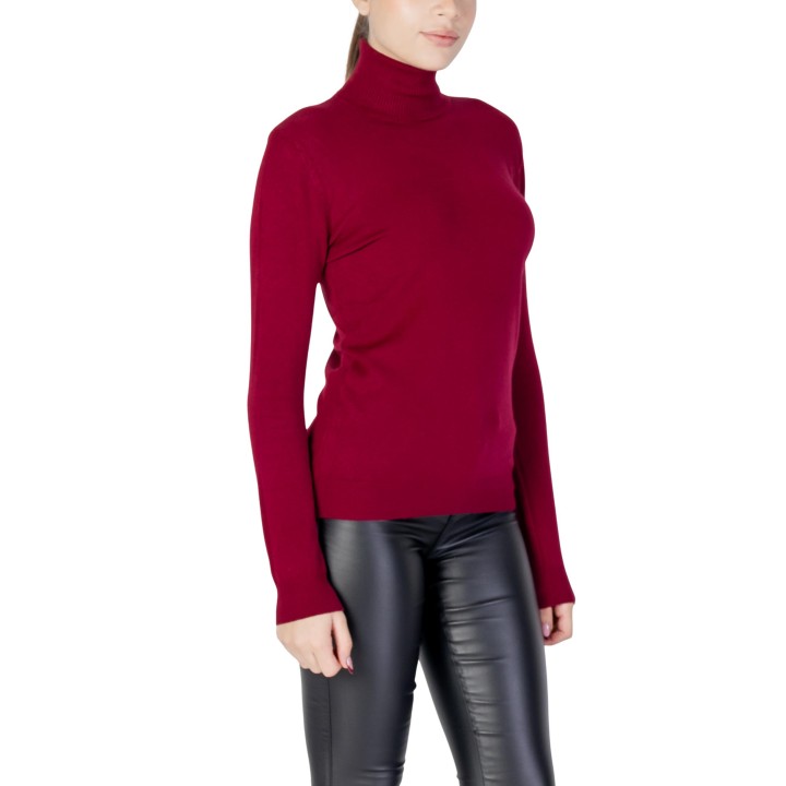 Jersey de cuello alto Choral D005 para mujer en color burdeos vista de tres cuartos