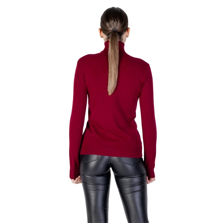 Jersey de cuello alto Choral D005 para mujer en color burdeos vista posterior