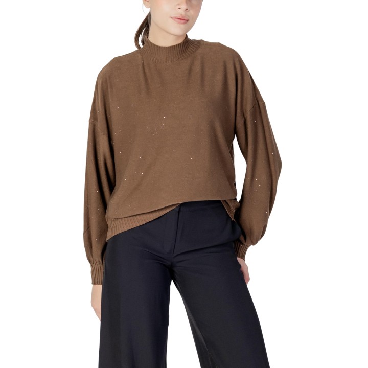 Choral D024 jersey de mujer marrón vista tres cuartos