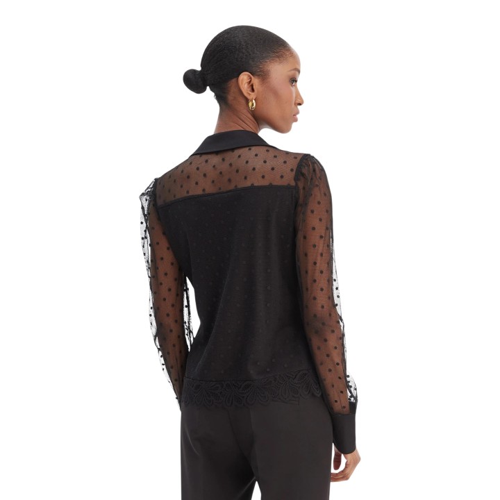 Jersey negro de mujer Morgan De Toi 261-TMUSIC con mangas de tul vista frontal