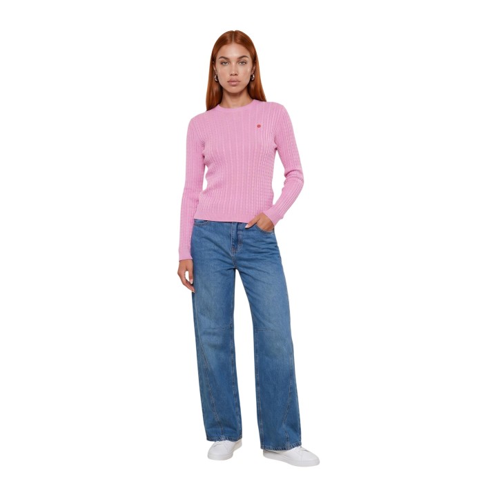 Jersey de algodón amarillo I am para mujer vista frontal de cuerpo entero