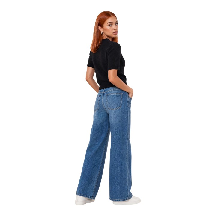 jersey de mujer I am 26242 negro de algodón vista posterior en tres cuartos