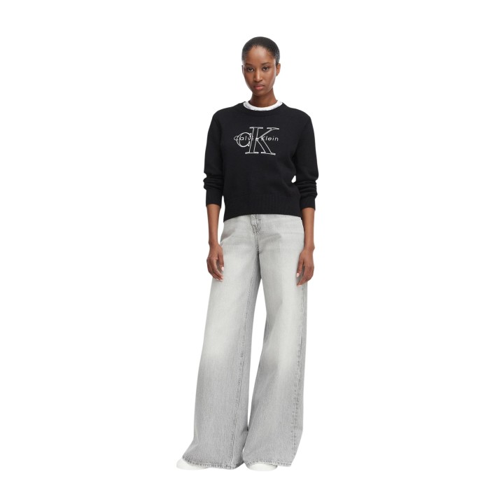 Calvin Klein Jeans jersey de mujer negro de punto LV047G322G vista frontal completa
